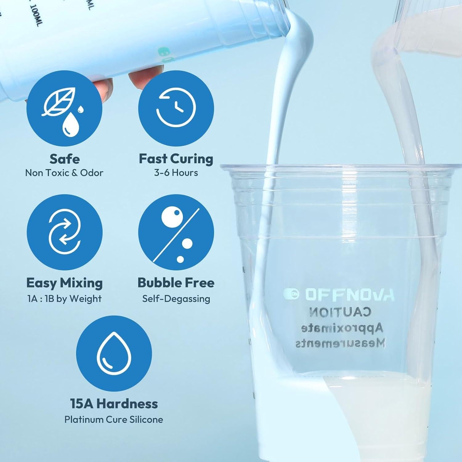 Kit de Moldes de Silicona OFFNOVA 2.28kg 70oz Curado Rápido