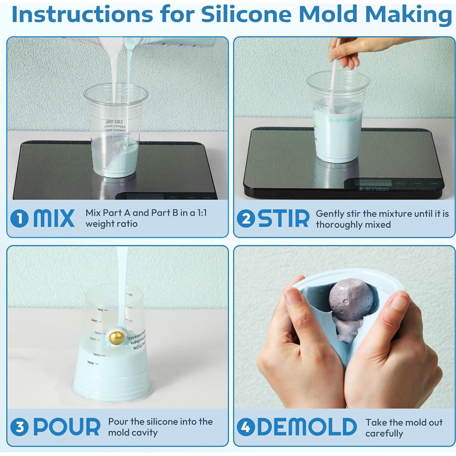 Kit de Moldes de Silicona OFFNOVA 2.28kg 70oz Curado Rápido