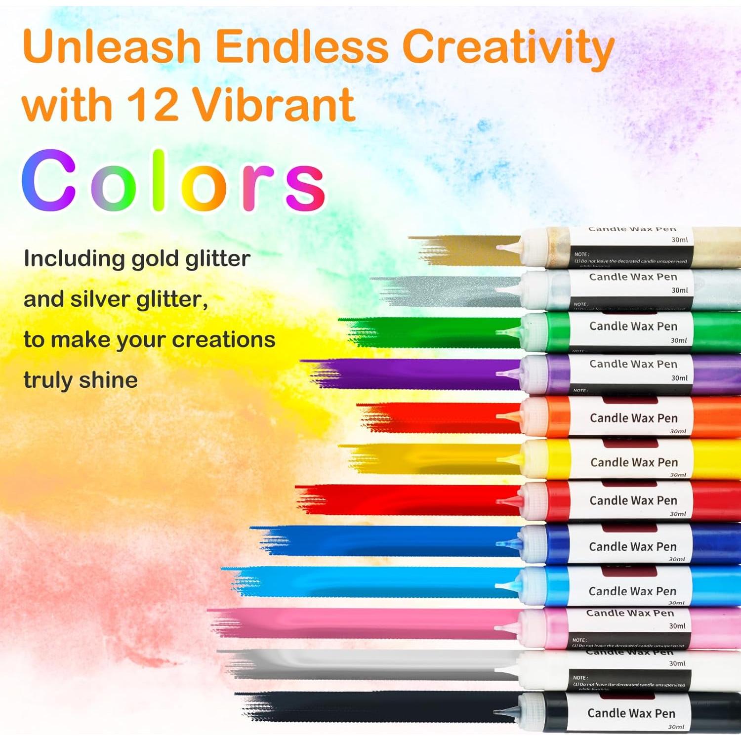 Juego de Bolígrafos de Cera VVF - 12 Colores para Velas DIY