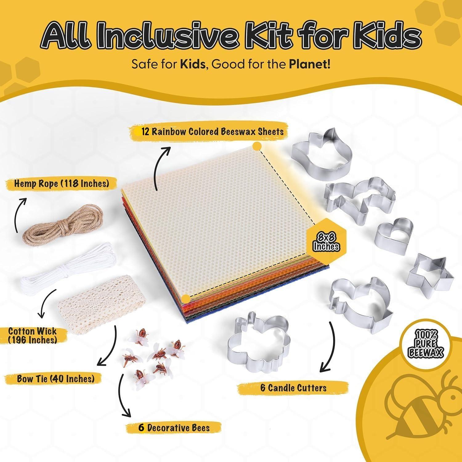 Kit de Fabricación de Velas HONEVIHBEE - 12 Hojas de Cera de Abeja 100% Pura