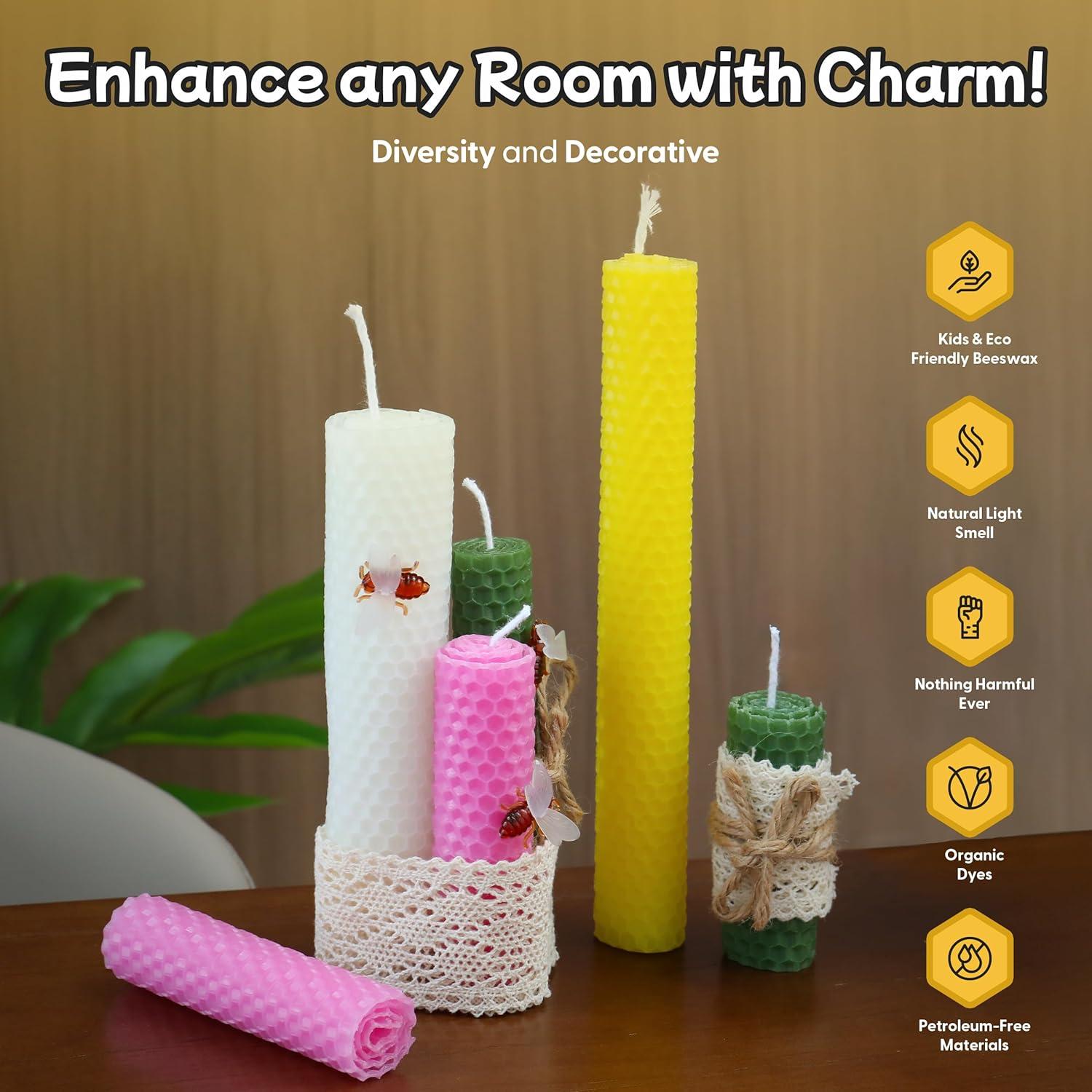 Kit de Fabricación de Velas HONEVIHBEE - 12 Hojas de Cera de Abeja 100% Pura