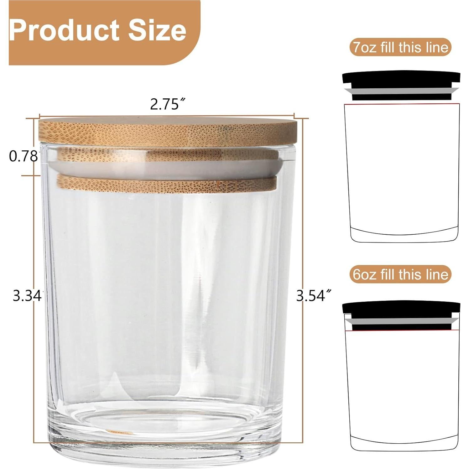 Paquete de 15 Tarros de Vela CONNOO 198g con Tapas de Bambú