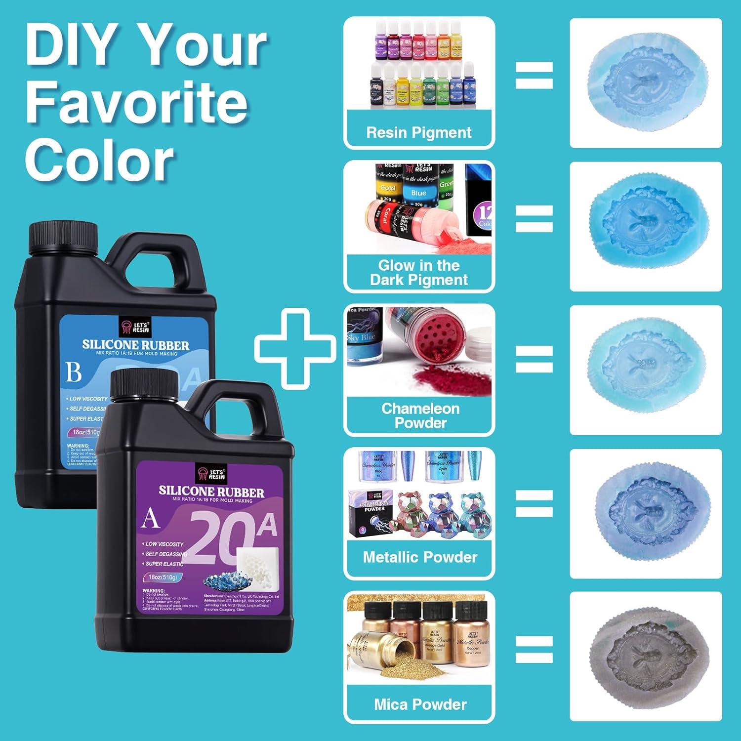 Kit de Moldes de Silicona Let's Resin 1.02kg 36oz 20A Transparente