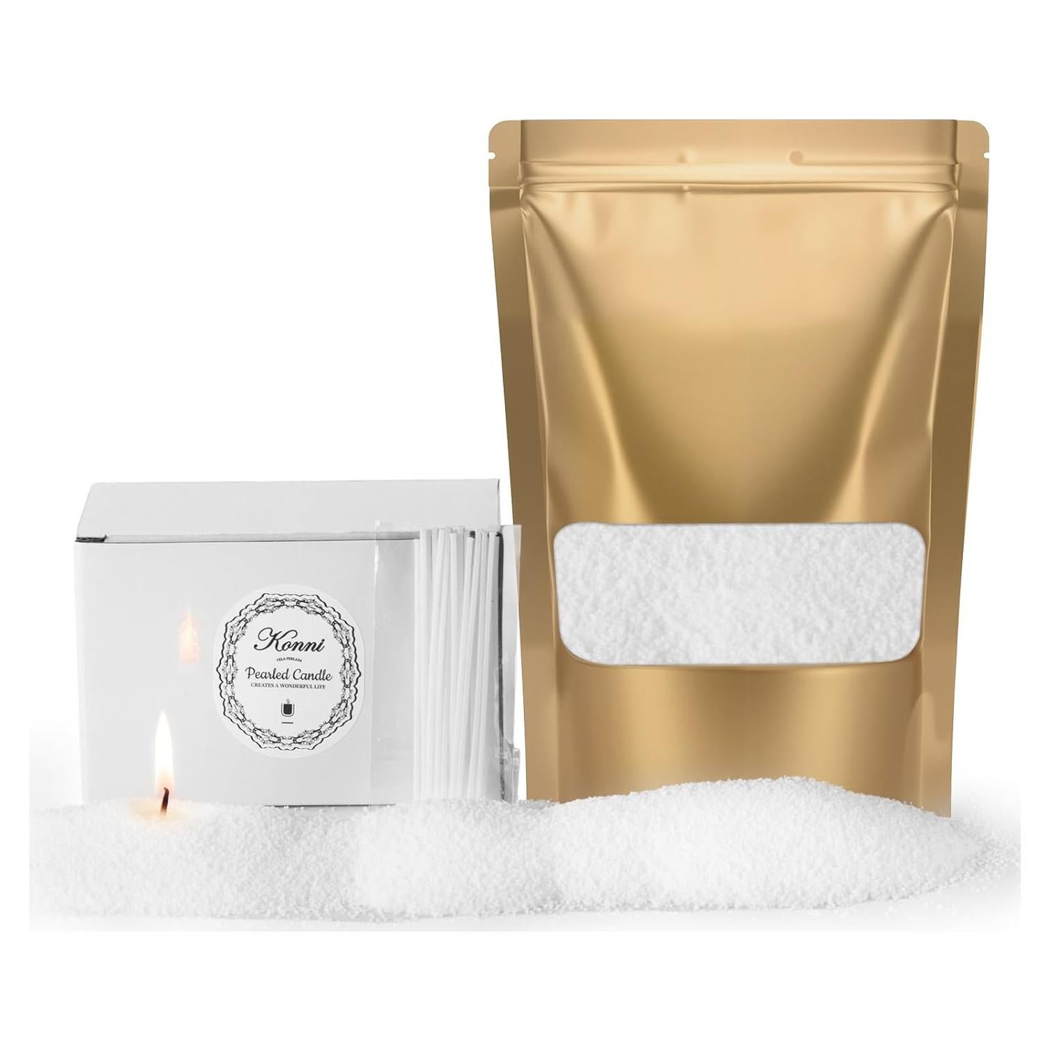 Kit de Fabricación de Velas Perladas KONNI 300 g con 15 Mechas