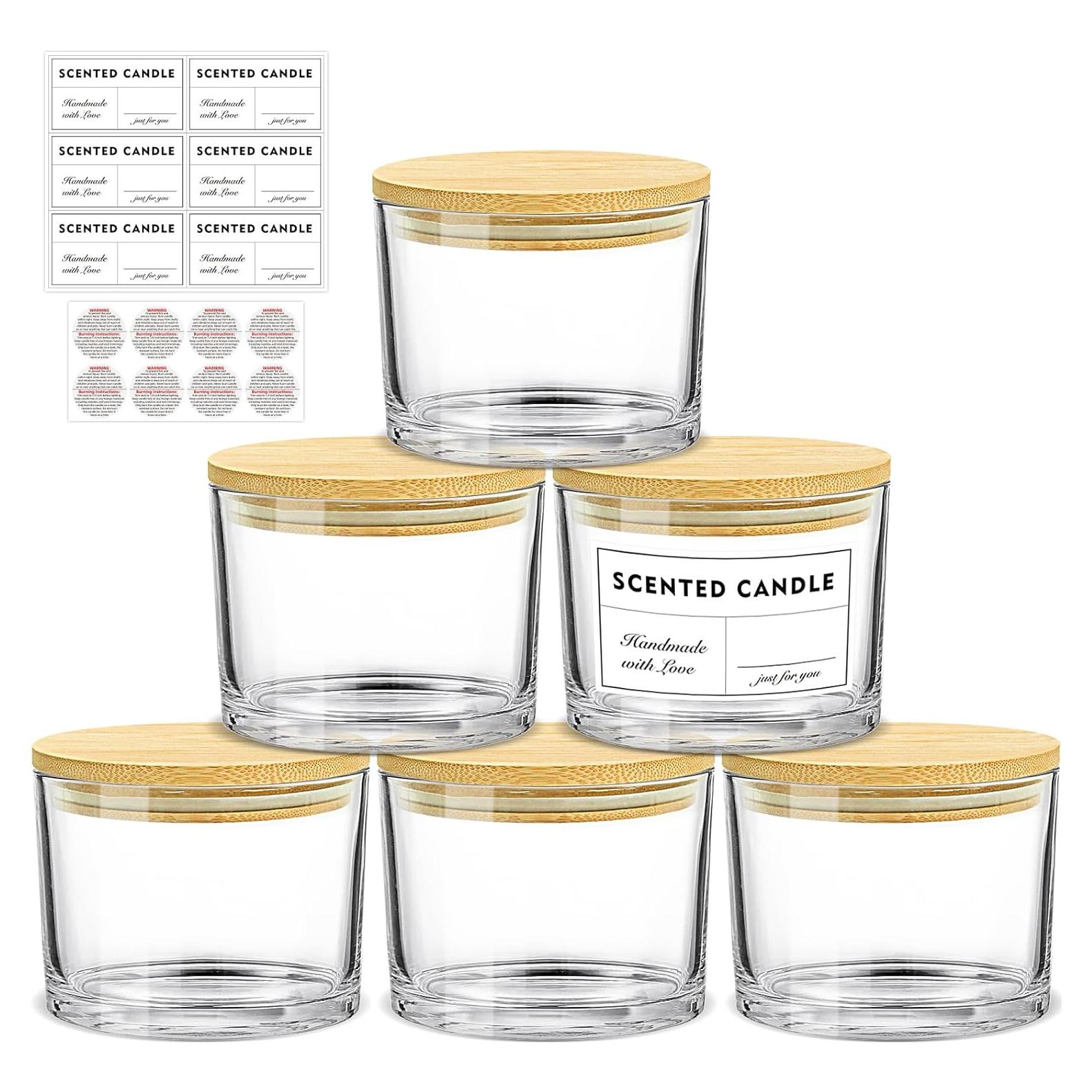 Jarras de Vela de Vidrio SUPMIND 16oz - 6 Paquetes con Tapa