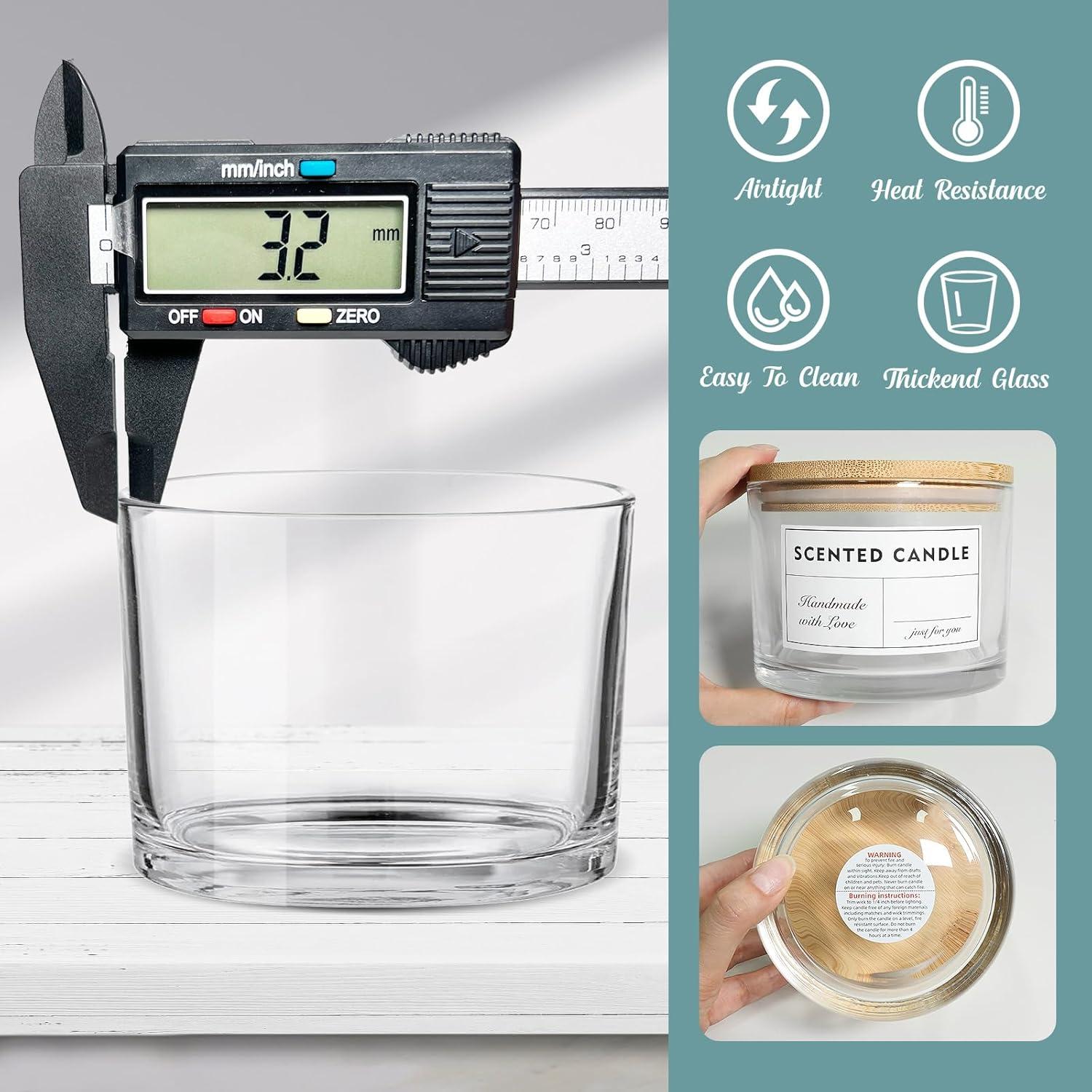 Jarras de Vela de Vidrio SUPMIND 16oz - 6 Paquetes con Tapa