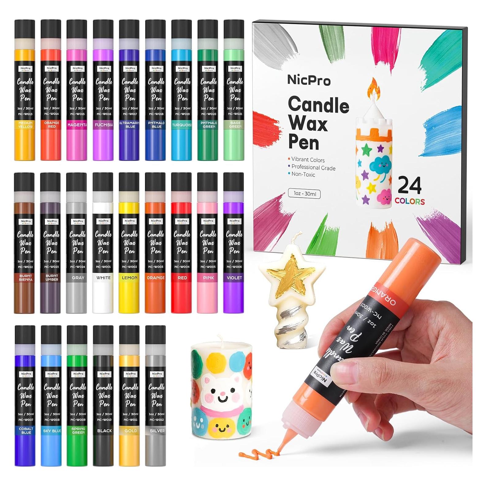 Bolígrafo de Cera para Velas Nicpro 24 Colores 30 ml