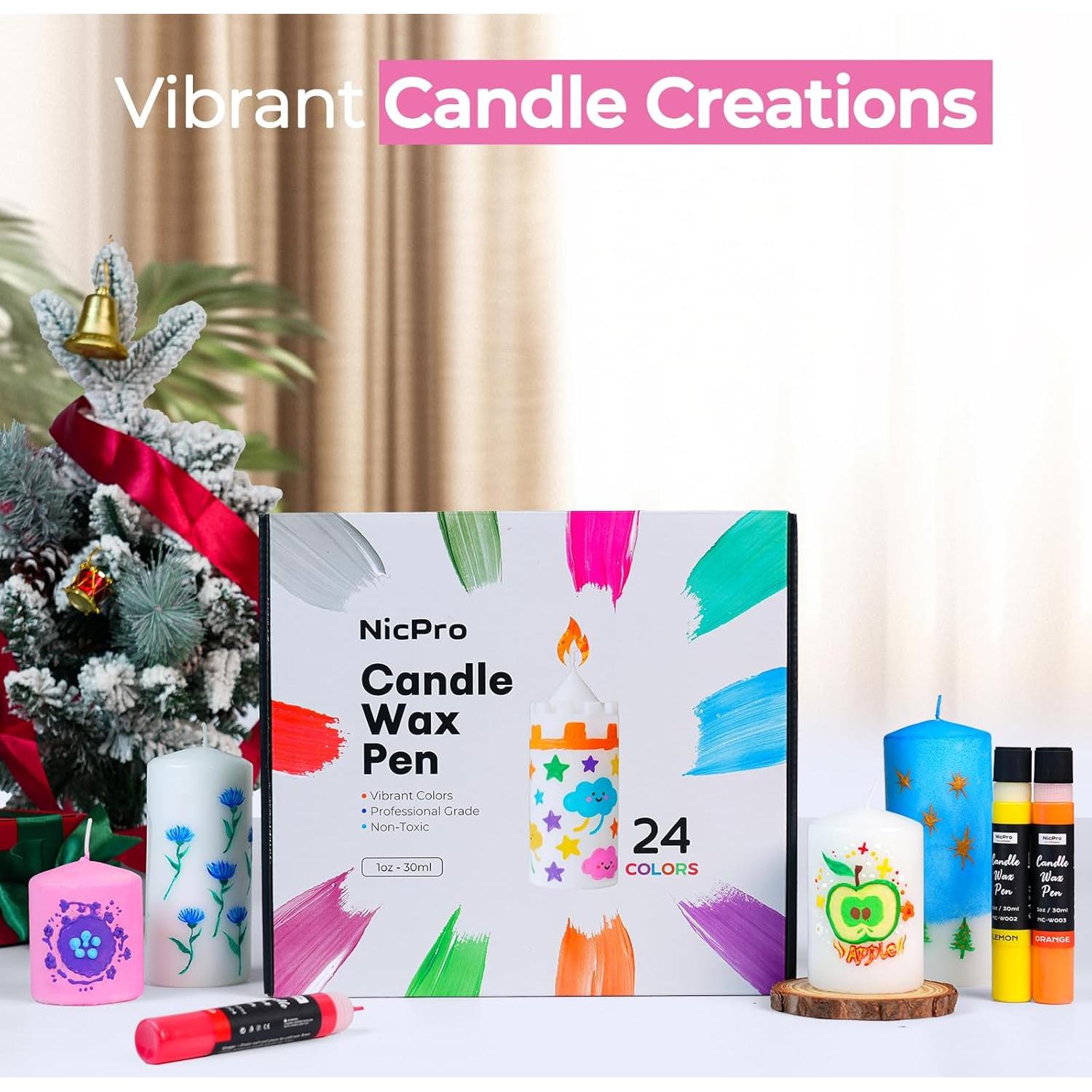 Bolígrafo de Cera para Velas Nicpro 24 Colores 30 ml