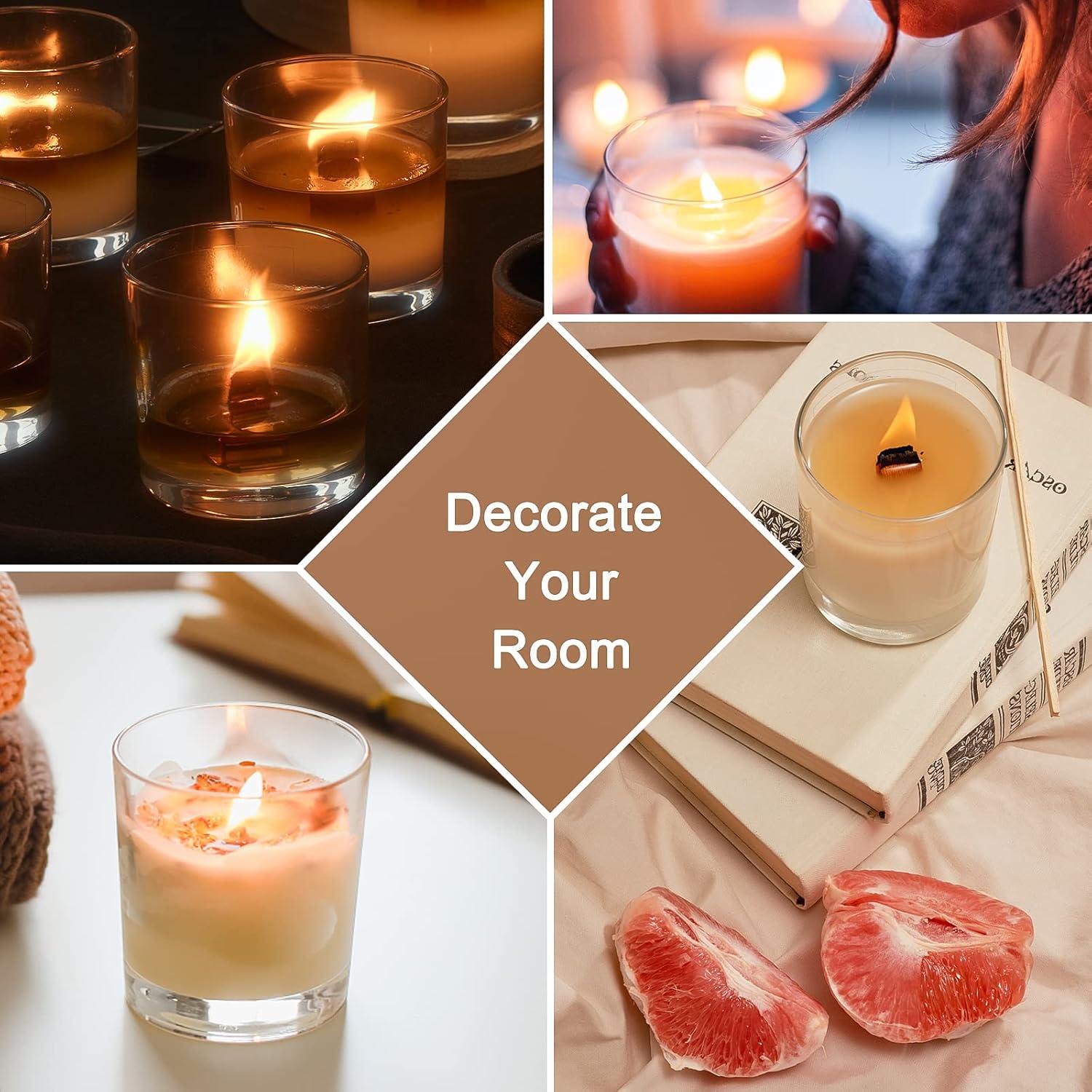 Tarros de Velas de Vidrio CONNOO 295g con Tapas de Bambú - 12 Piezas