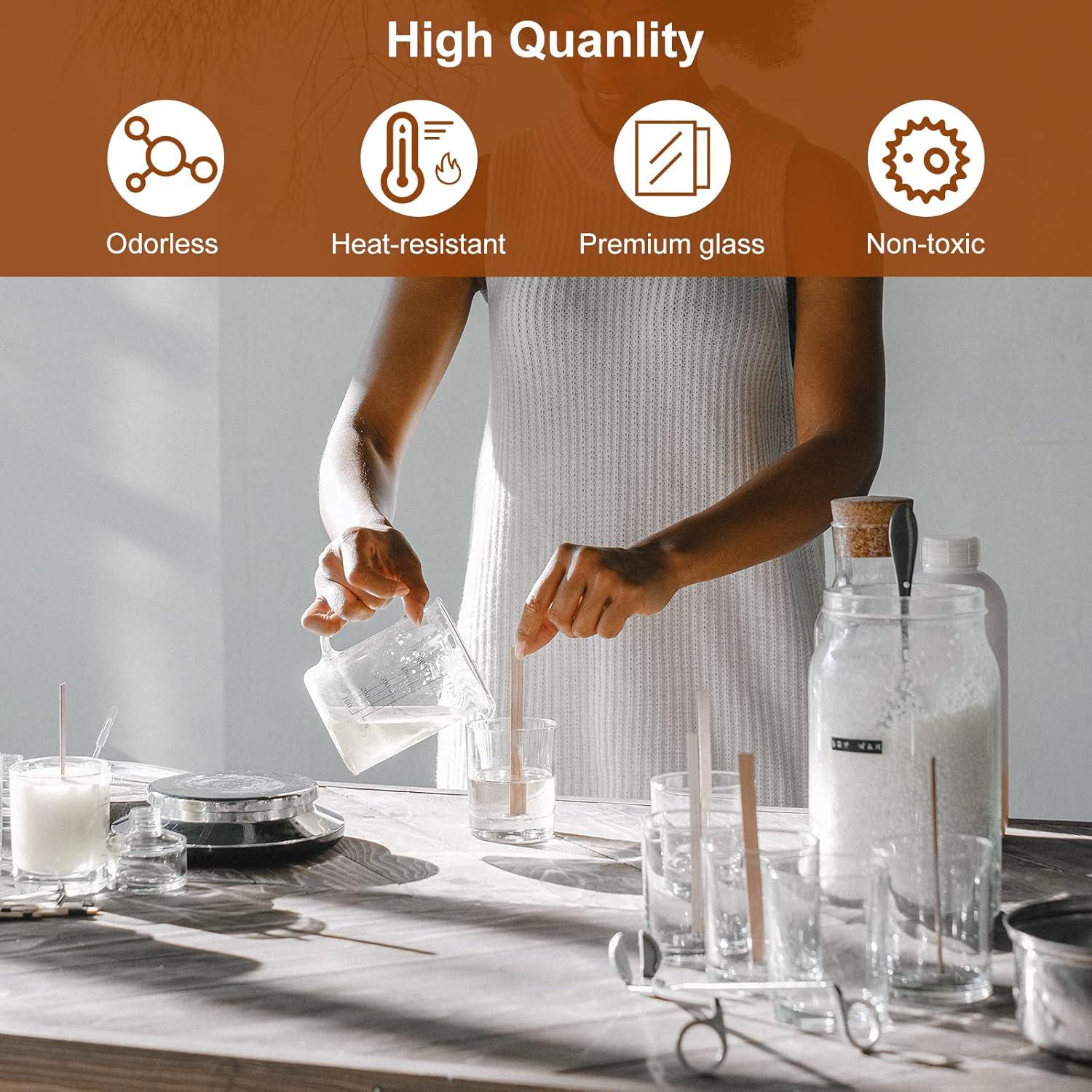 Tarros de Velas de Vidrio CONNOO 295g con Tapas de Bambú - 12 Piezas