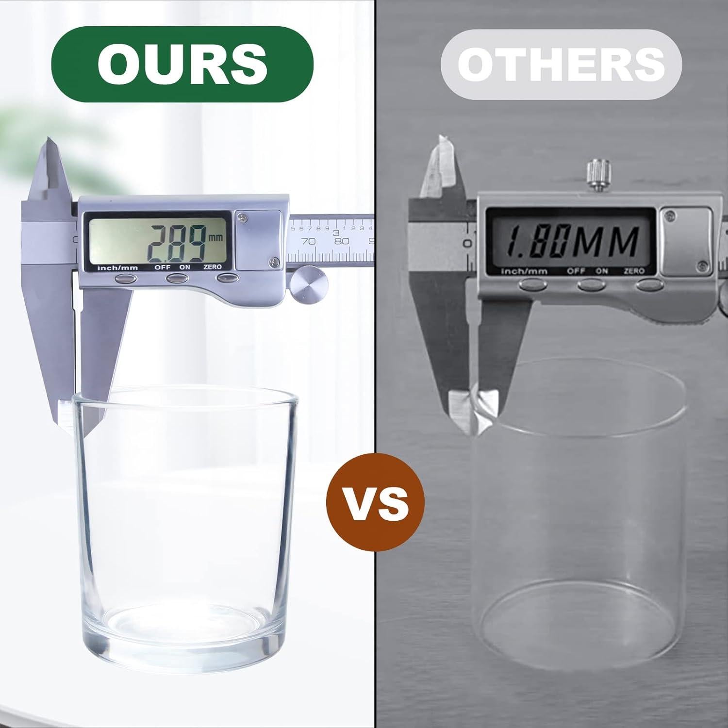 Tarros de Velas de Vidrio CONNOO 295g con Tapas de Bambú - 12 Piezas