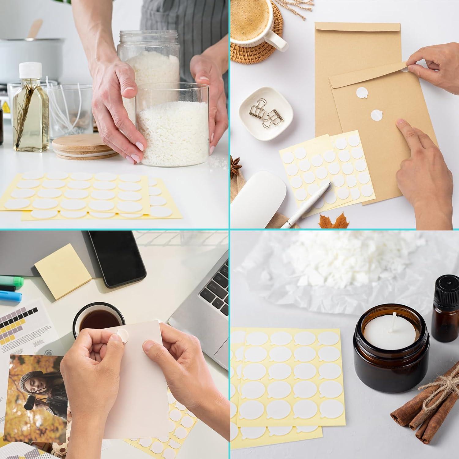 2400 Pegatinas para Mechas de Velas Aubeco - Doble Cara Resistente al Calor