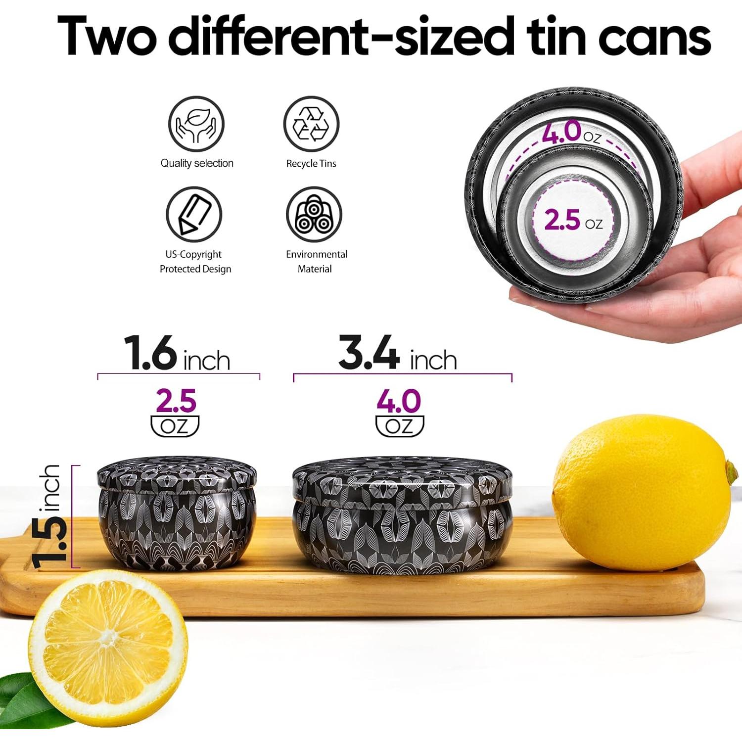 Kit para hacer velas Luxetins 24 tarros de metal coloridos