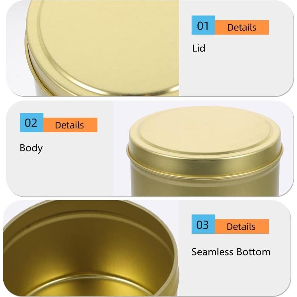 Latas de Vela Doradas SONVIIBOX 24pcs 120ml DIY Navidad