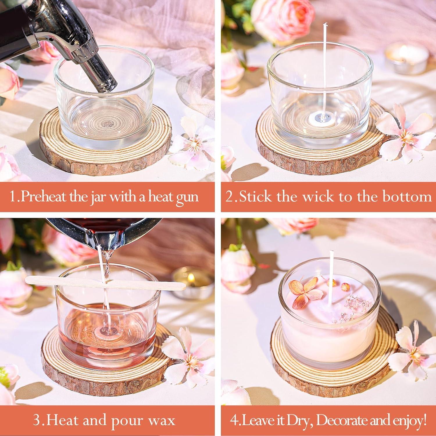 Tarros de Vela de Vidrio CONNOO 4oz - Paquete de 15 con Tapas