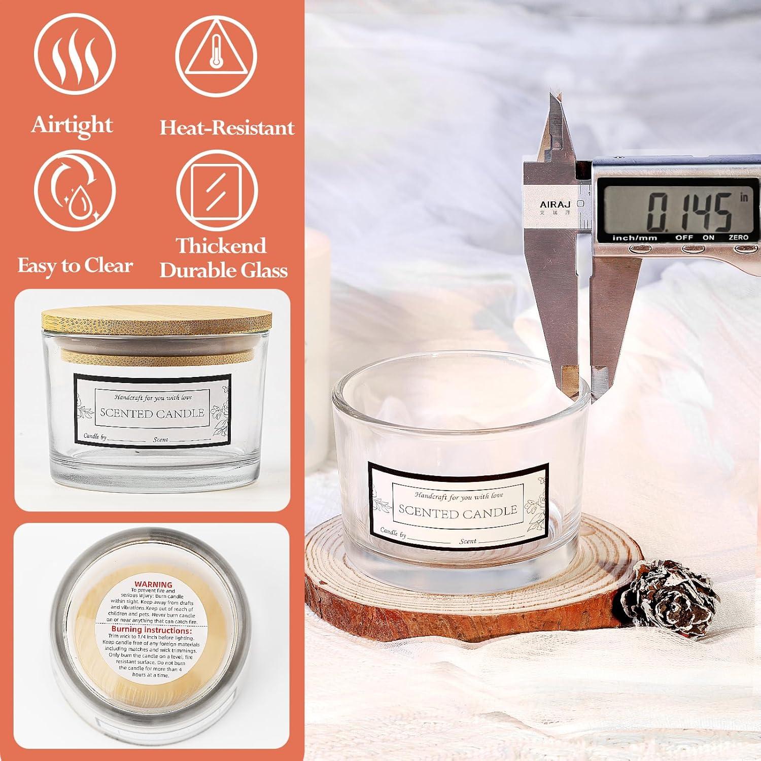 Tarros de Vela de Vidrio CONNOO 4oz - Paquete de 15 con Tapas