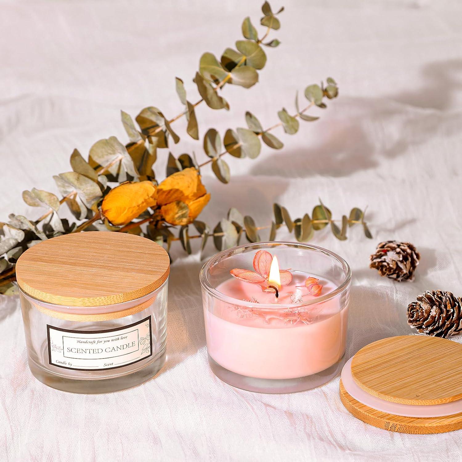 Tarros de Vela de Vidrio CONNOO 4oz - Paquete de 15 con Tapas