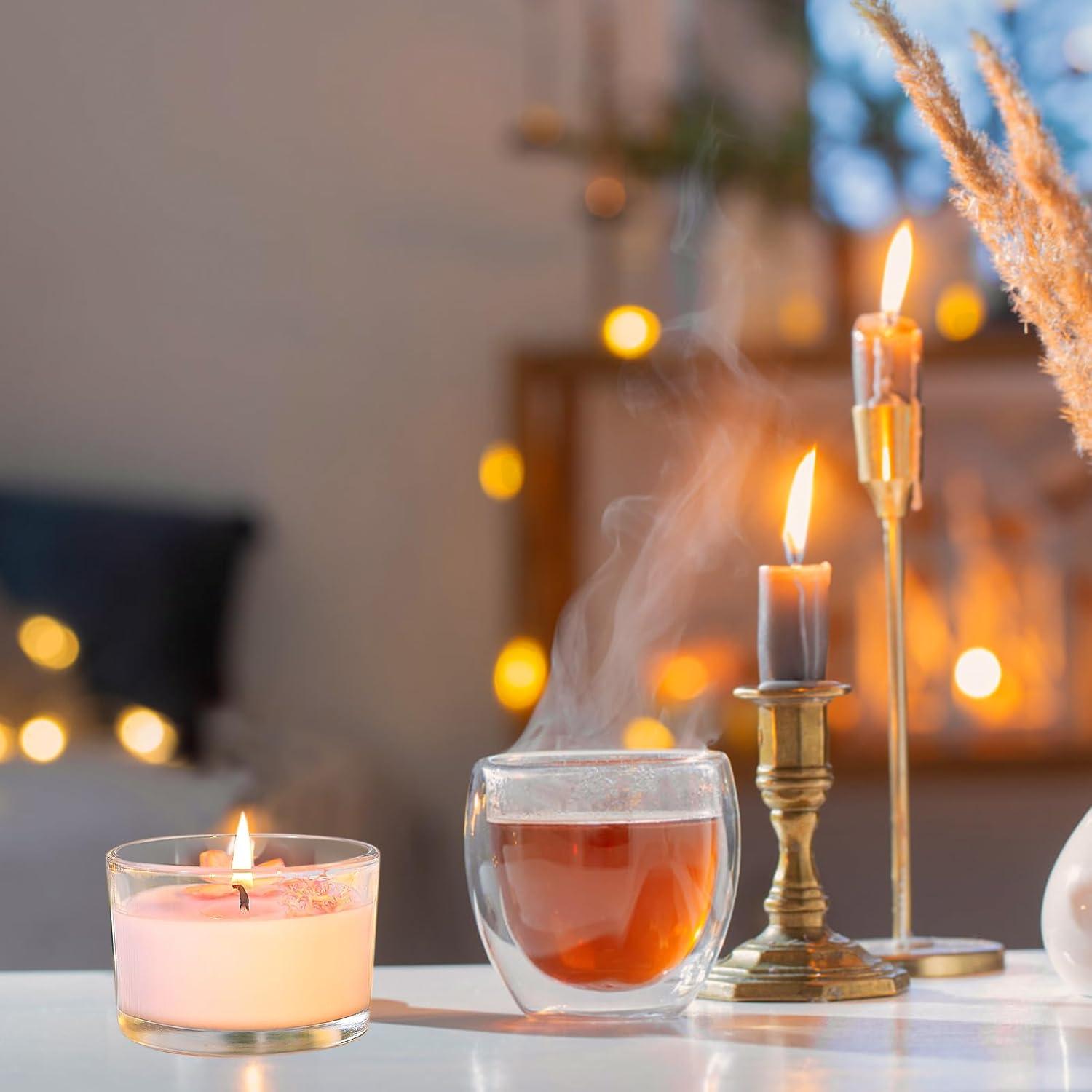 Tarros de Vela de Vidrio CONNOO 4oz - Paquete de 15 con Tapas