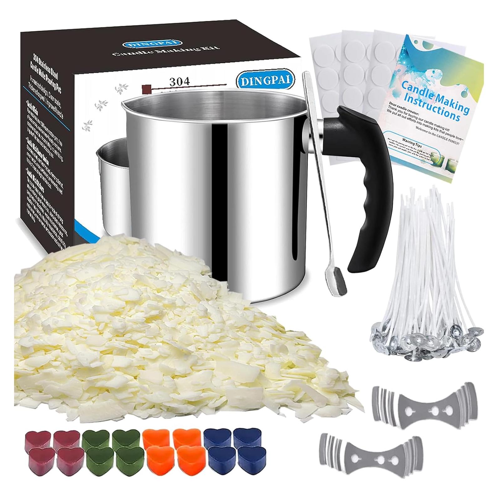 Kit para Hacer Velas DINGPAI - Olla 1300ml, Cera Soja, Mechas