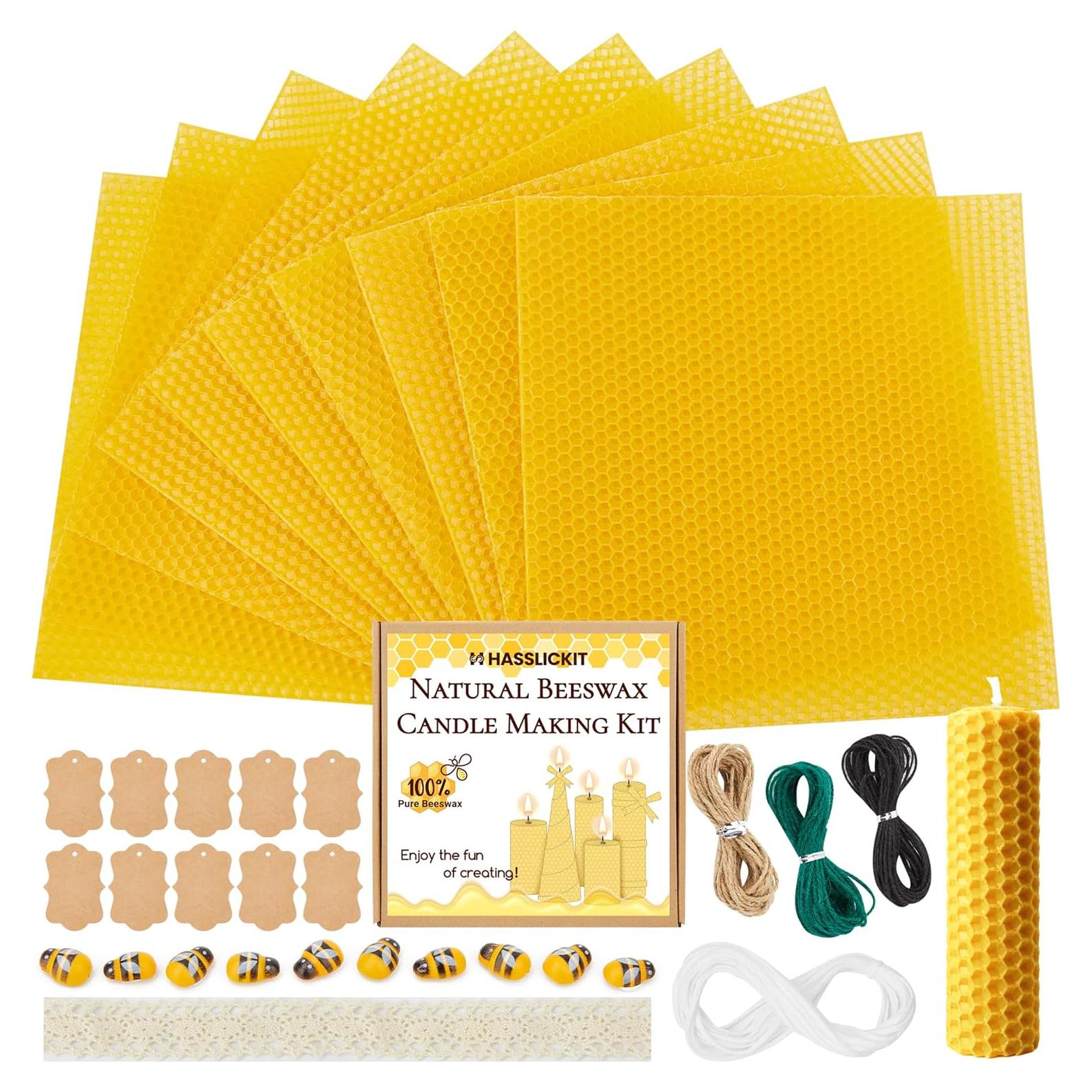 Kit de Fabricación de Velas de Cera de Abeja HASSLICKIT - 10 Hojas 20.32 cm