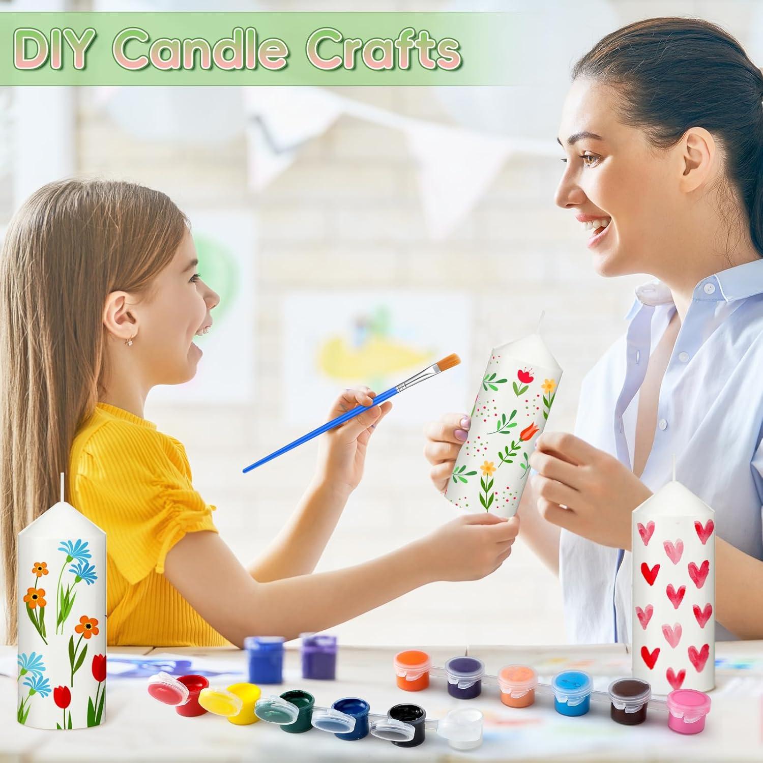 Kit de Pintura de Velas MTLEE 48 Pcs DIY con 6 Velas Blancas