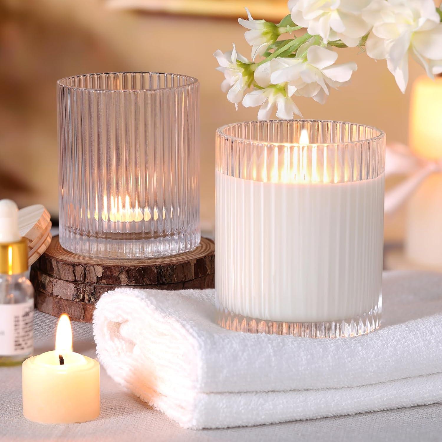 Set de 8 Frascos de Vela de Vidrio 10 OZ Sunnyfuture con Tapa de Madera