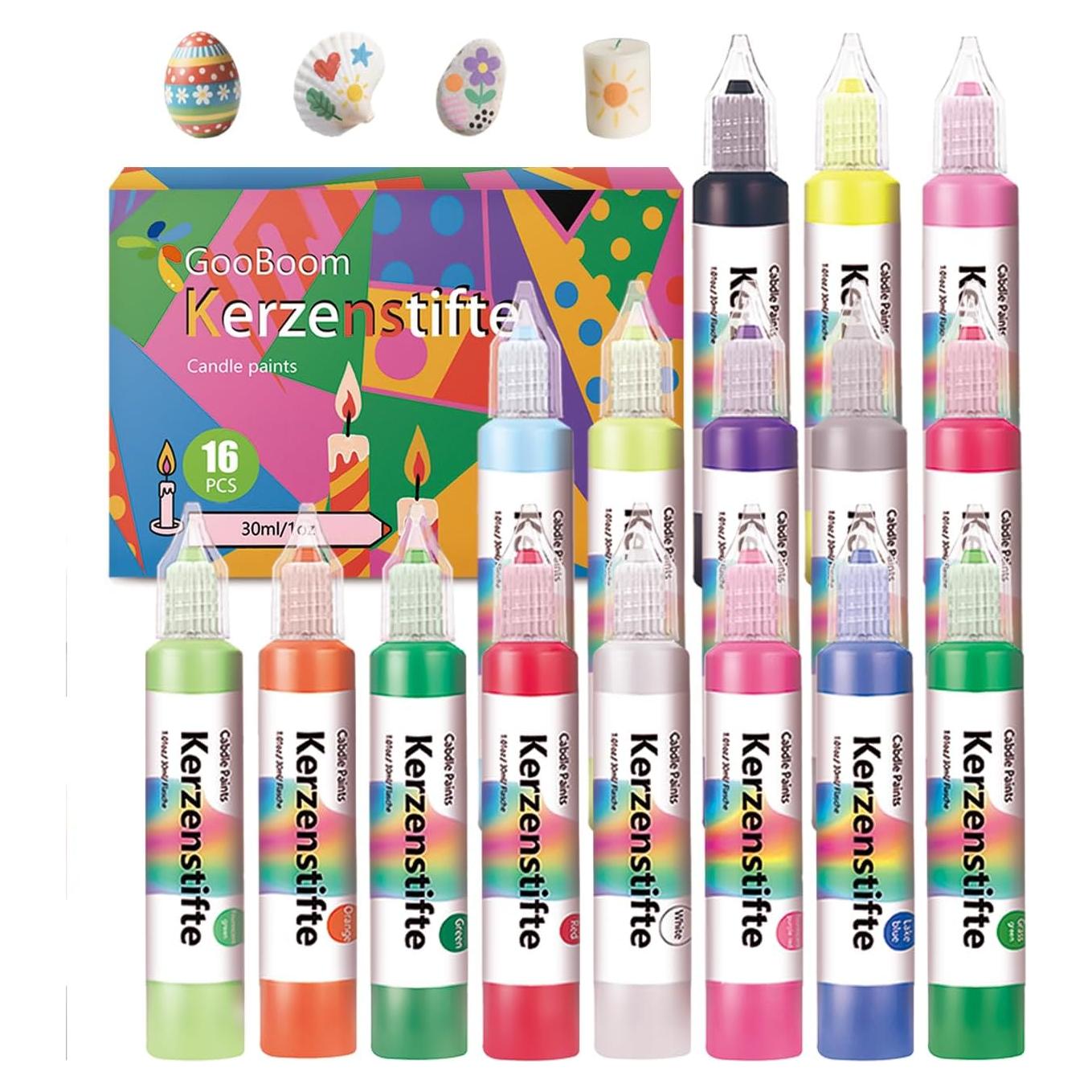Bolígrafo de Cera para Velas GooBoom, 16 Colores No Tóxicos