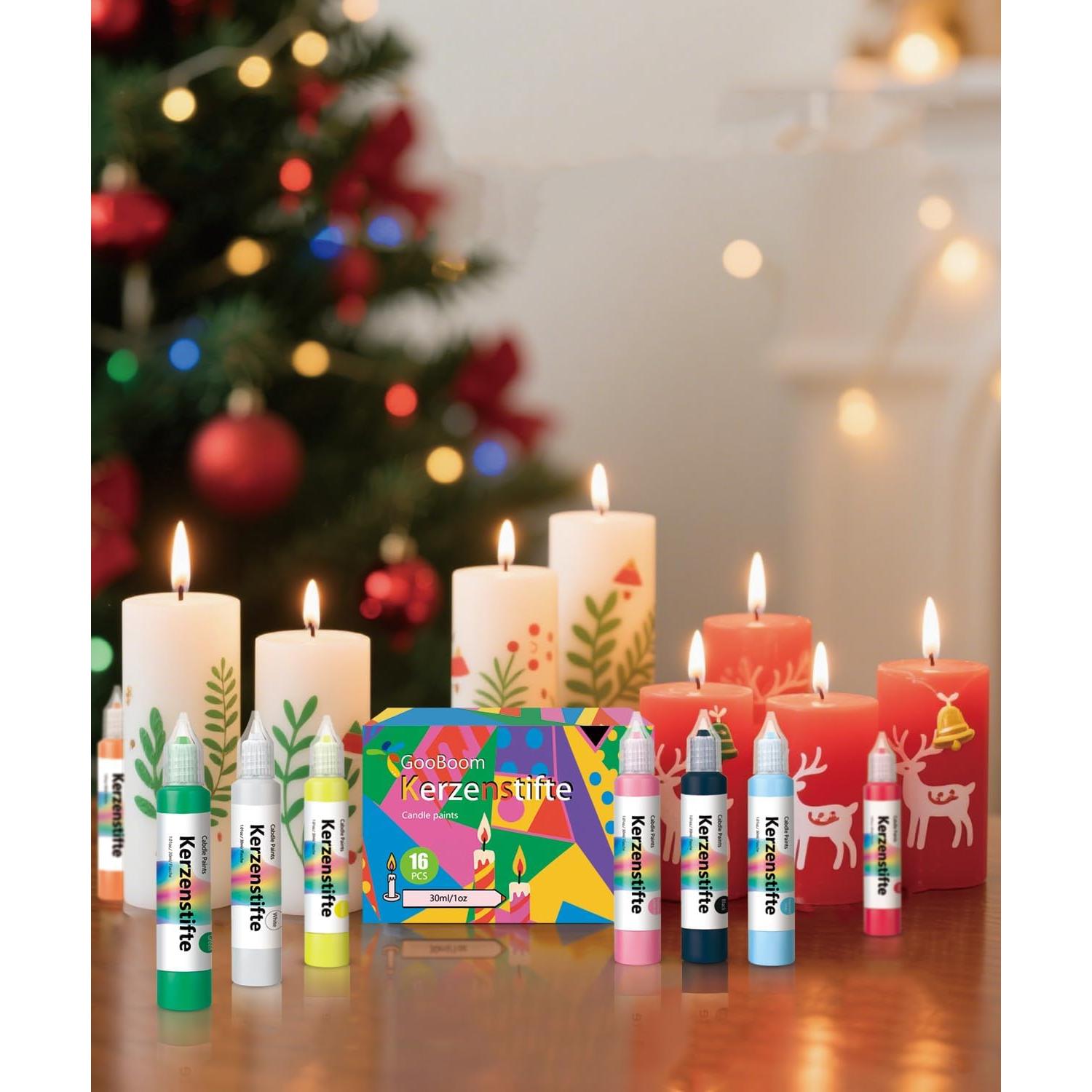 Bolígrafo de Cera para Velas GooBoom, 16 Colores No Tóxicos