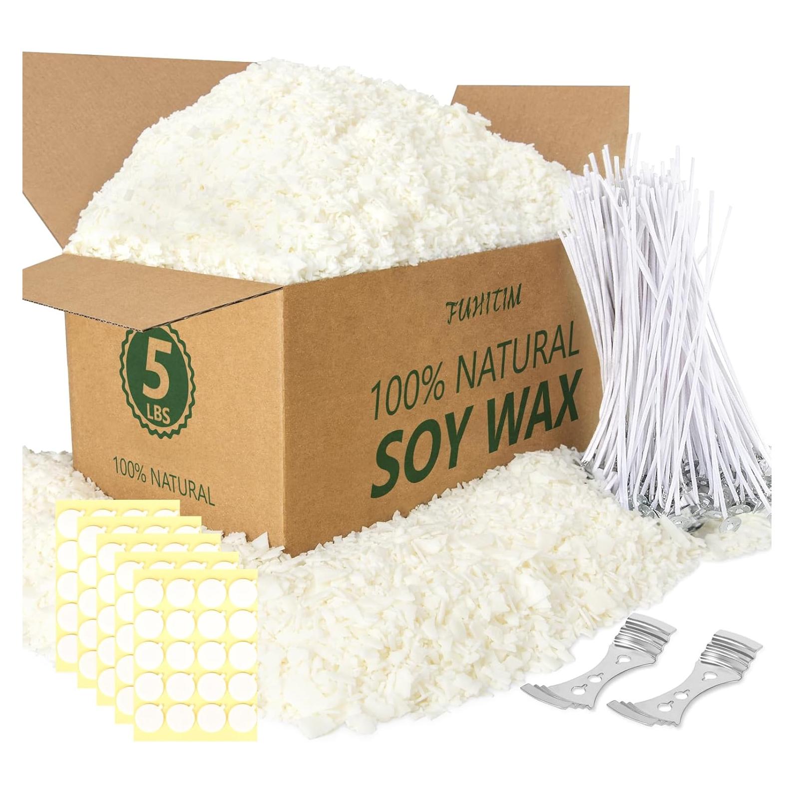 Kit de Fabricación de Velas FUHITIM - 2.27 kg Cera de Soja + 100 Mechas