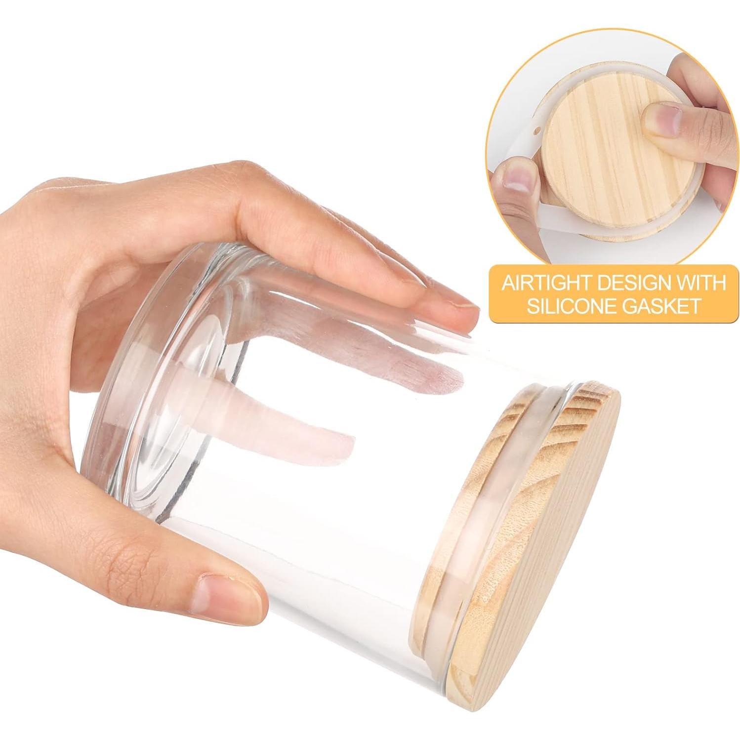 Tarros de Vela de Vidrio SHOWIN 12 Pcs 210 ml con Tapa de Madera