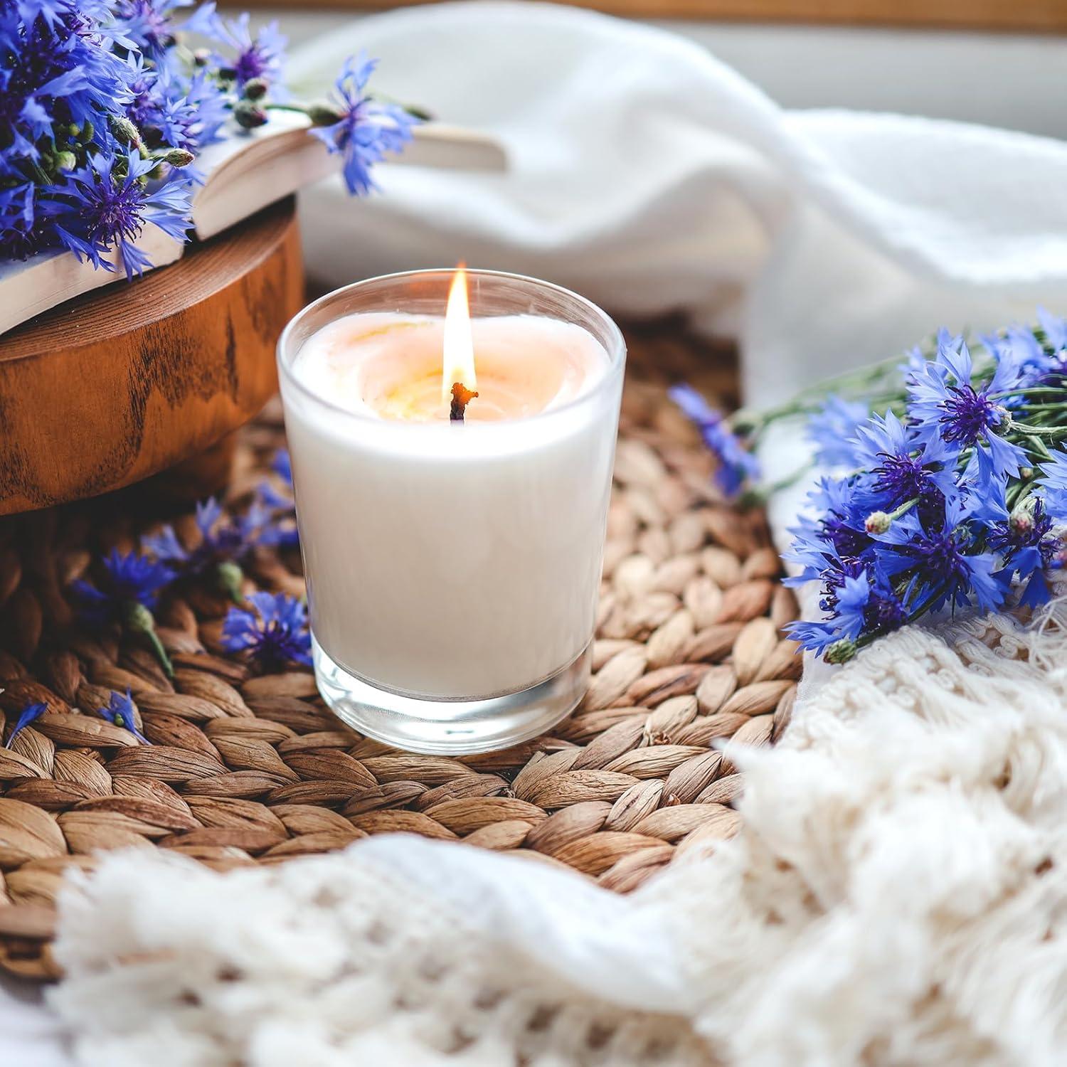 Tarros de Vela de Vidrio SHOWIN 12 Pcs 210 ml con Tapa de Madera