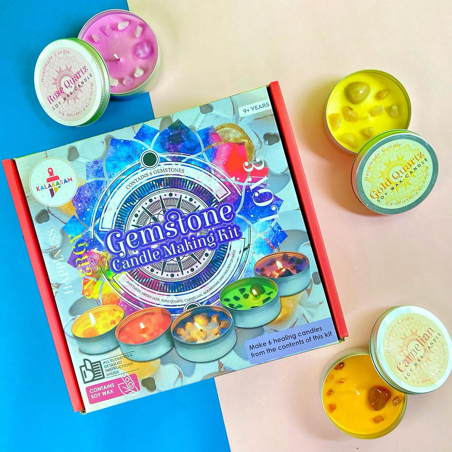 Kit de Fabricación de Velas DIY Kalakaram - 6 Tarros, Cera de Abejas, Aromas