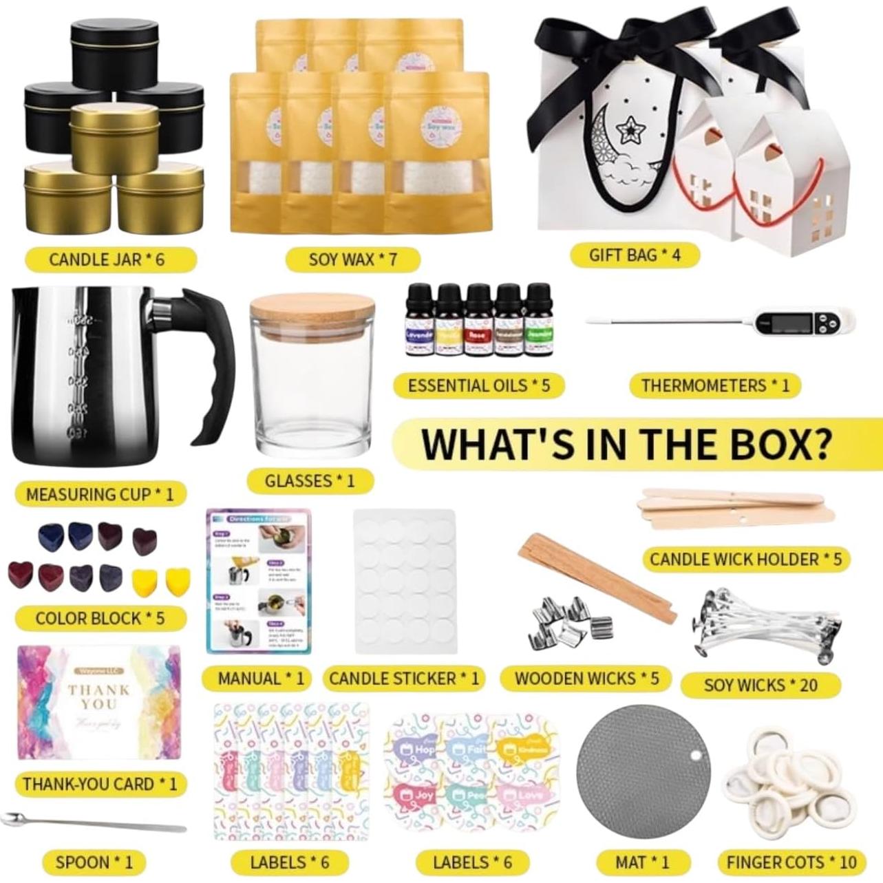 Kit de Fabricación de Velas WAYONE - Cera de Soja, 5 Aromas