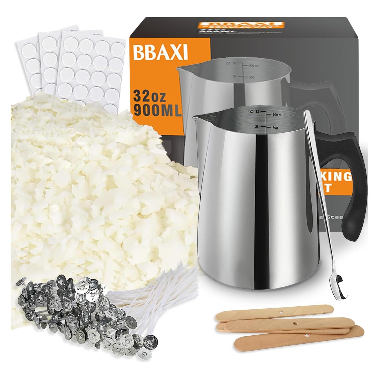 Kit de Fabricación de Velas BBAXI - Olla 900ml, Cera Soja 450g