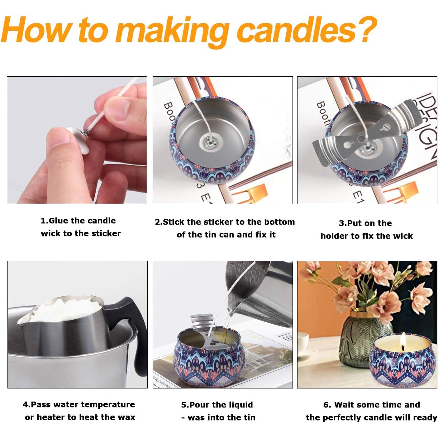 Kit de Fabricación de Velas BBAXI - Olla 900ml, Cera Soja 450g