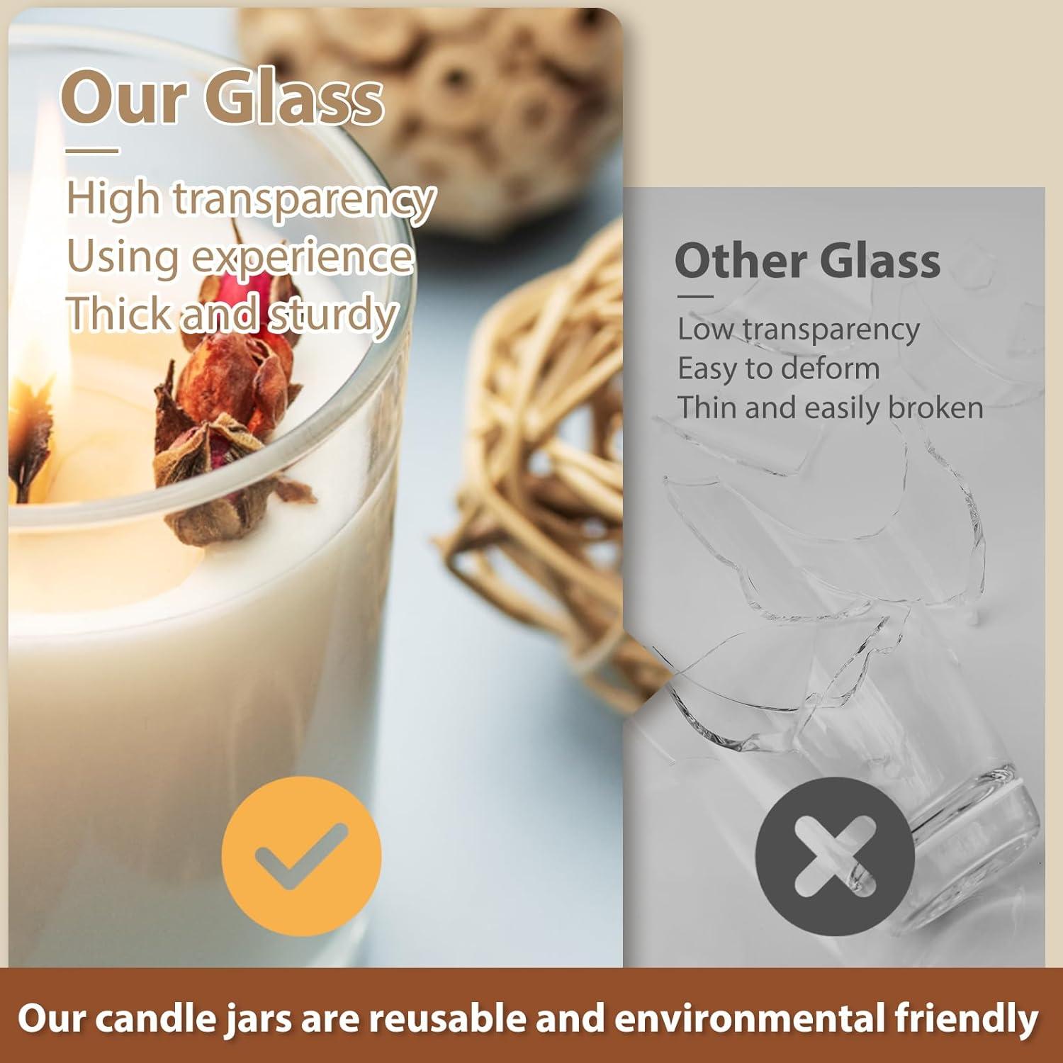 Tarros de Vela de Vidrio SHOWIN 7oz 16 Pcs con Tapa de Madera