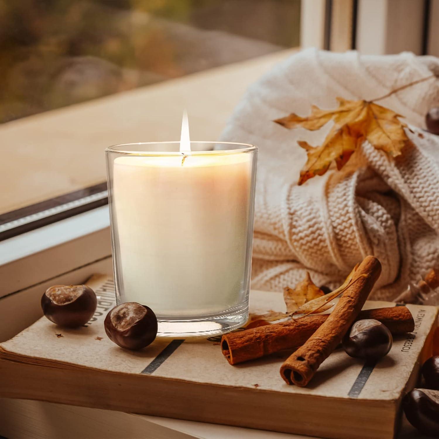 Tarros de Vela de Vidrio SHOWIN 7oz 16 Pcs con Tapa de Madera