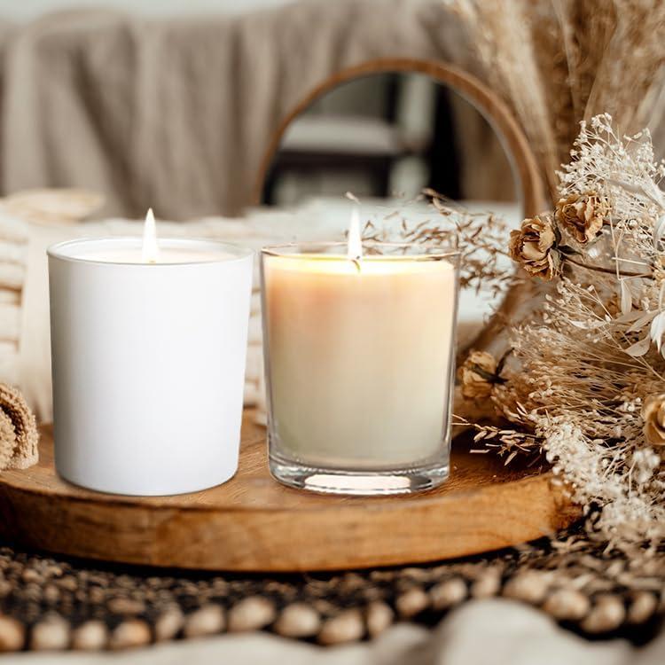 Tarros de Vela de Vidrio SHOWIN 7oz 16 Pcs con Tapa de Madera