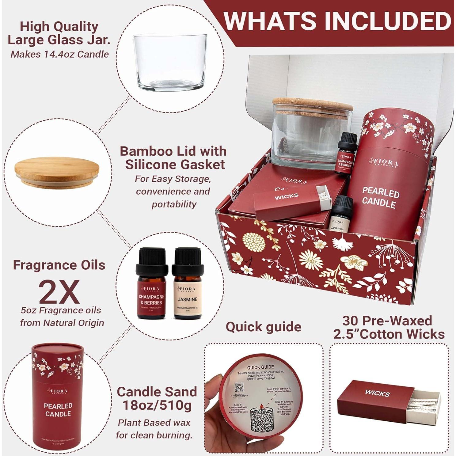 Kit de Fabricación de Velas Fiora Naturals - 30 Mechas, 510g Cera