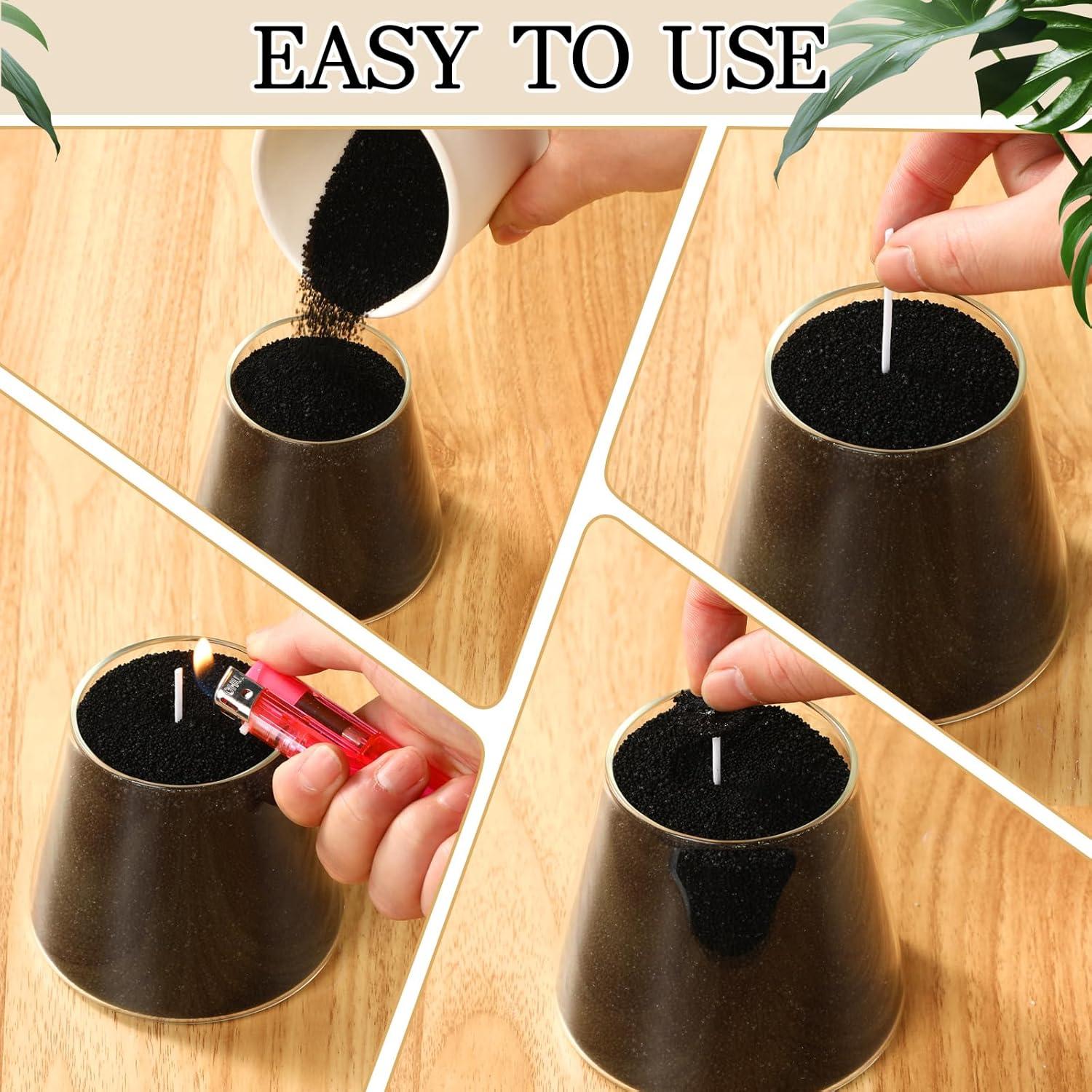 Kit de Velas de Arena MTLEE 1.5 kg con 20 Mechas - Negro