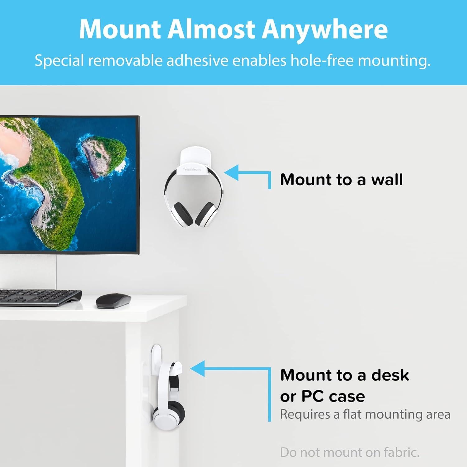Soporte para Auriculares TotalMount Blanco Premium - Montaje Sin Daños