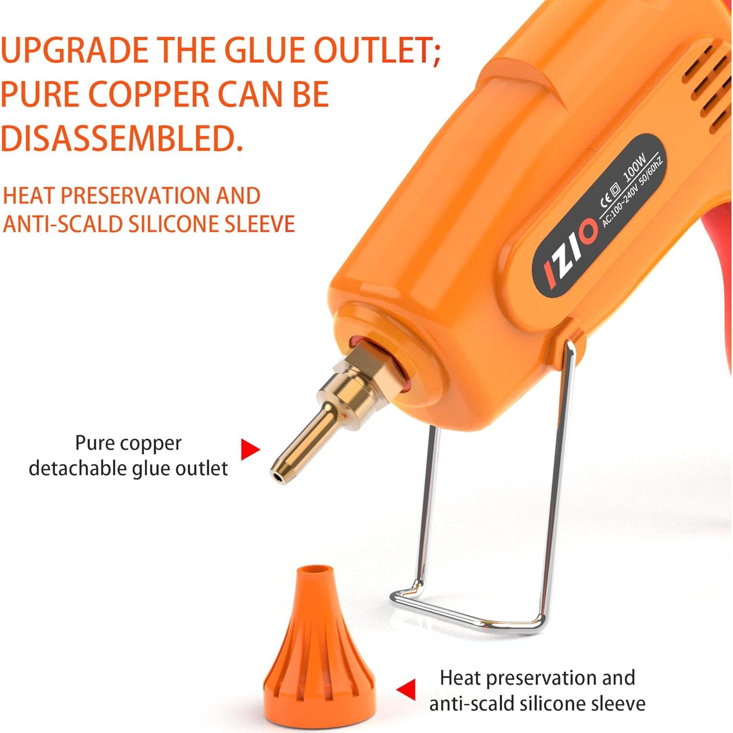 Pistola de Pegamento IZIO 100W - Calentamiento Rápido, 21 Barras