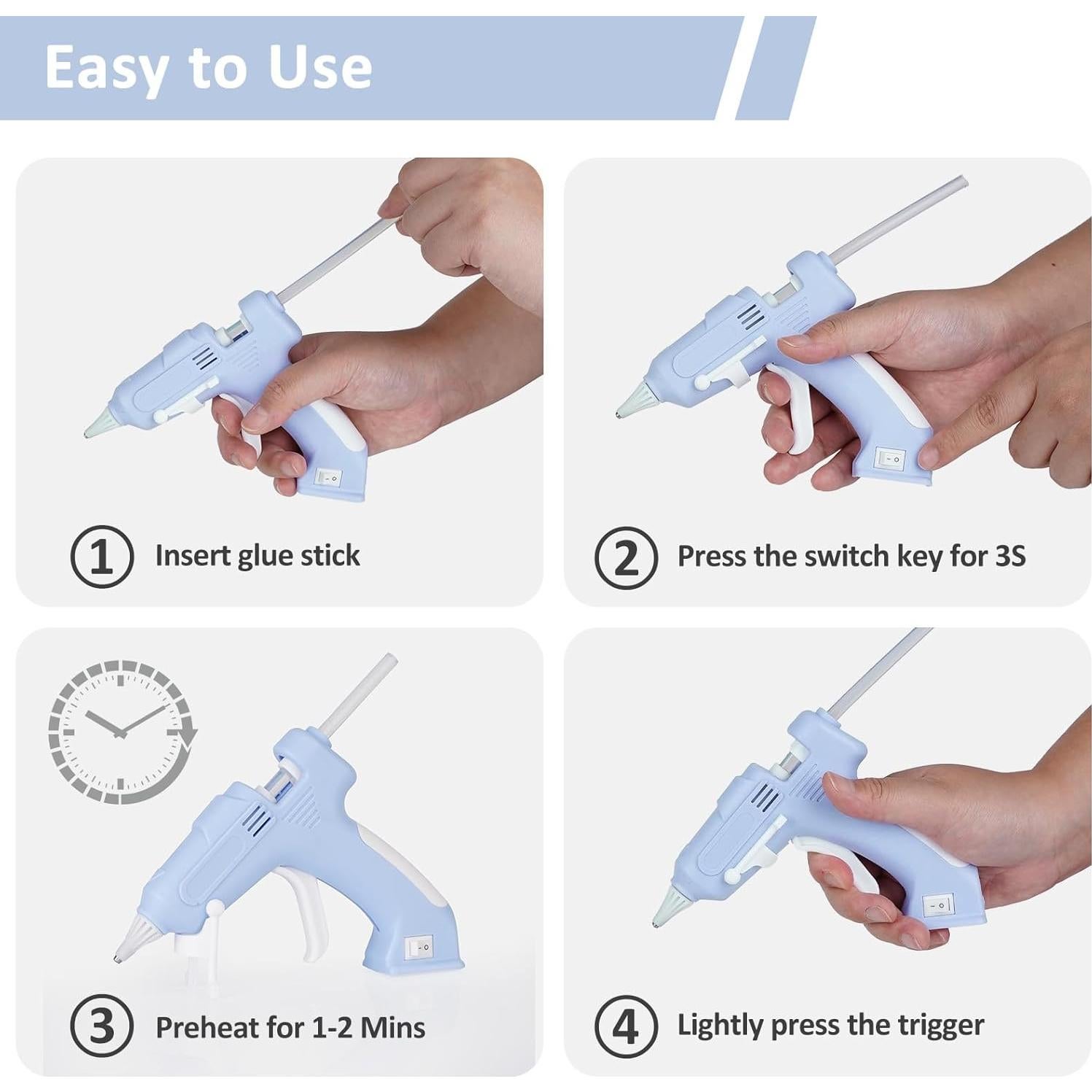 Pistola de Pegamento Caliente Inalámbrica Gunhay con 10 Barras