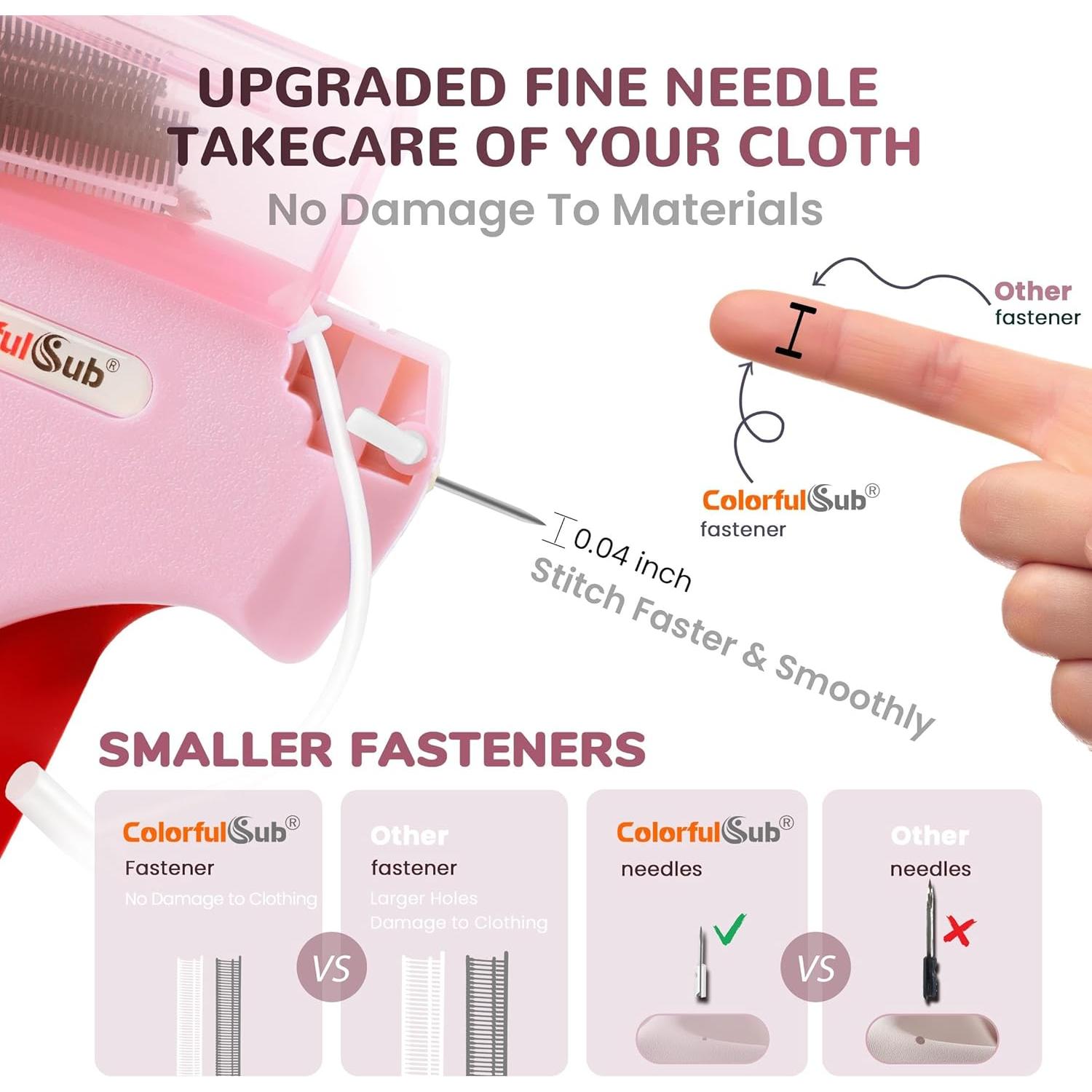 Pistola de Puntadas ColorfulSub Rosa con 6 Agujas y 3000 Sujetadores