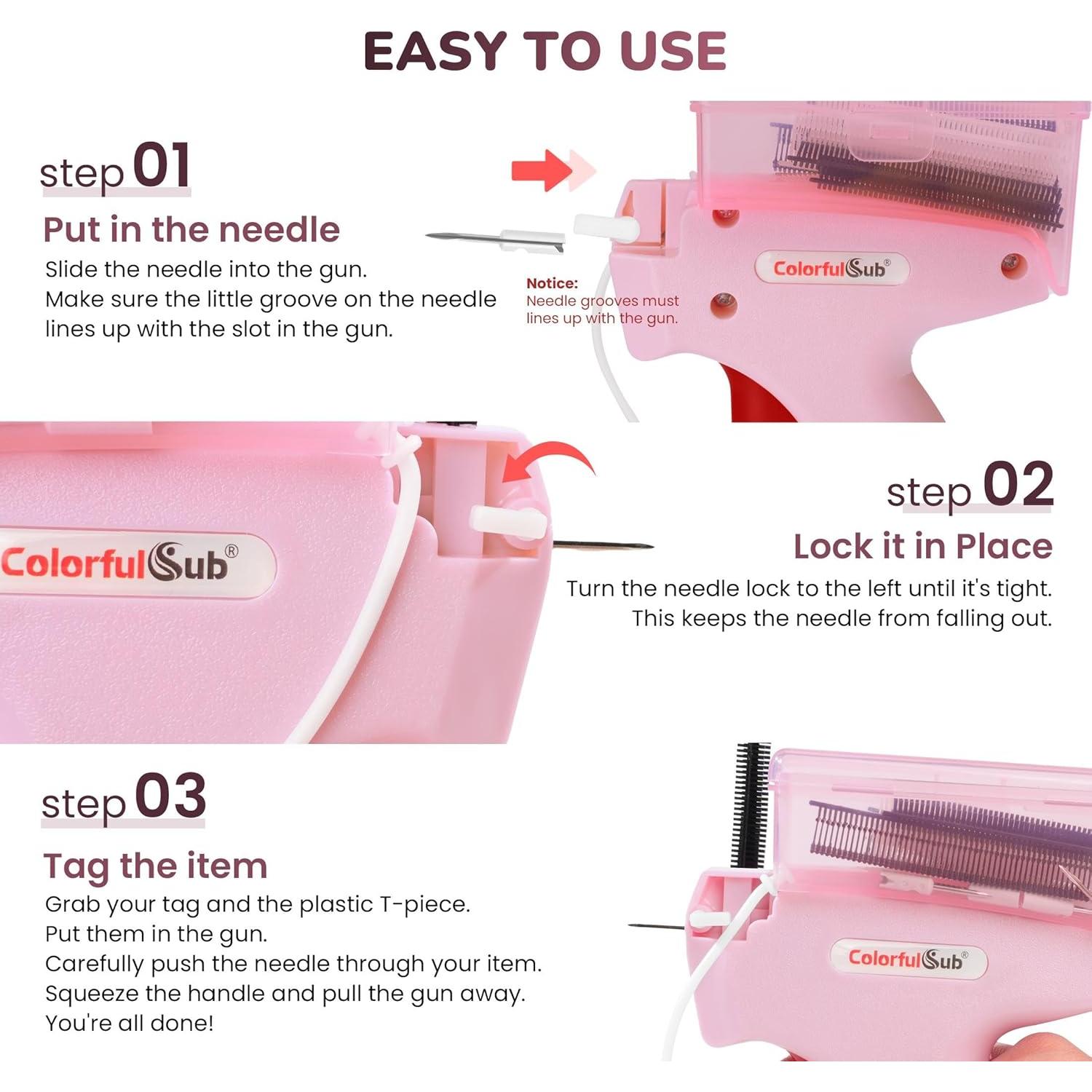 Pistola de Puntadas ColorfulSub Rosa con 6 Agujas y 3000 Sujetadores