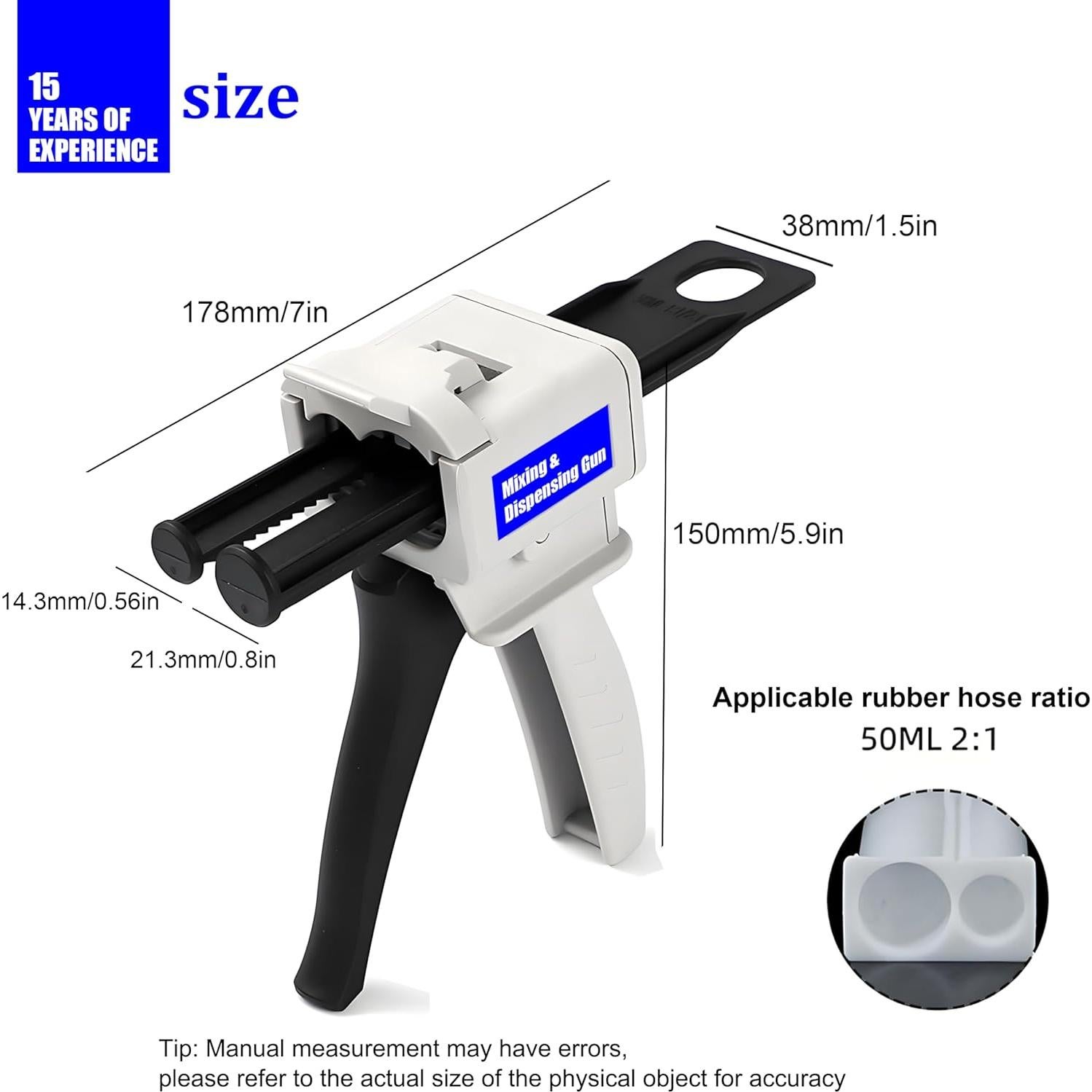 Pistola de Dispensación AB SoKalChw 50ml 1:1/2:1 con Boquillas