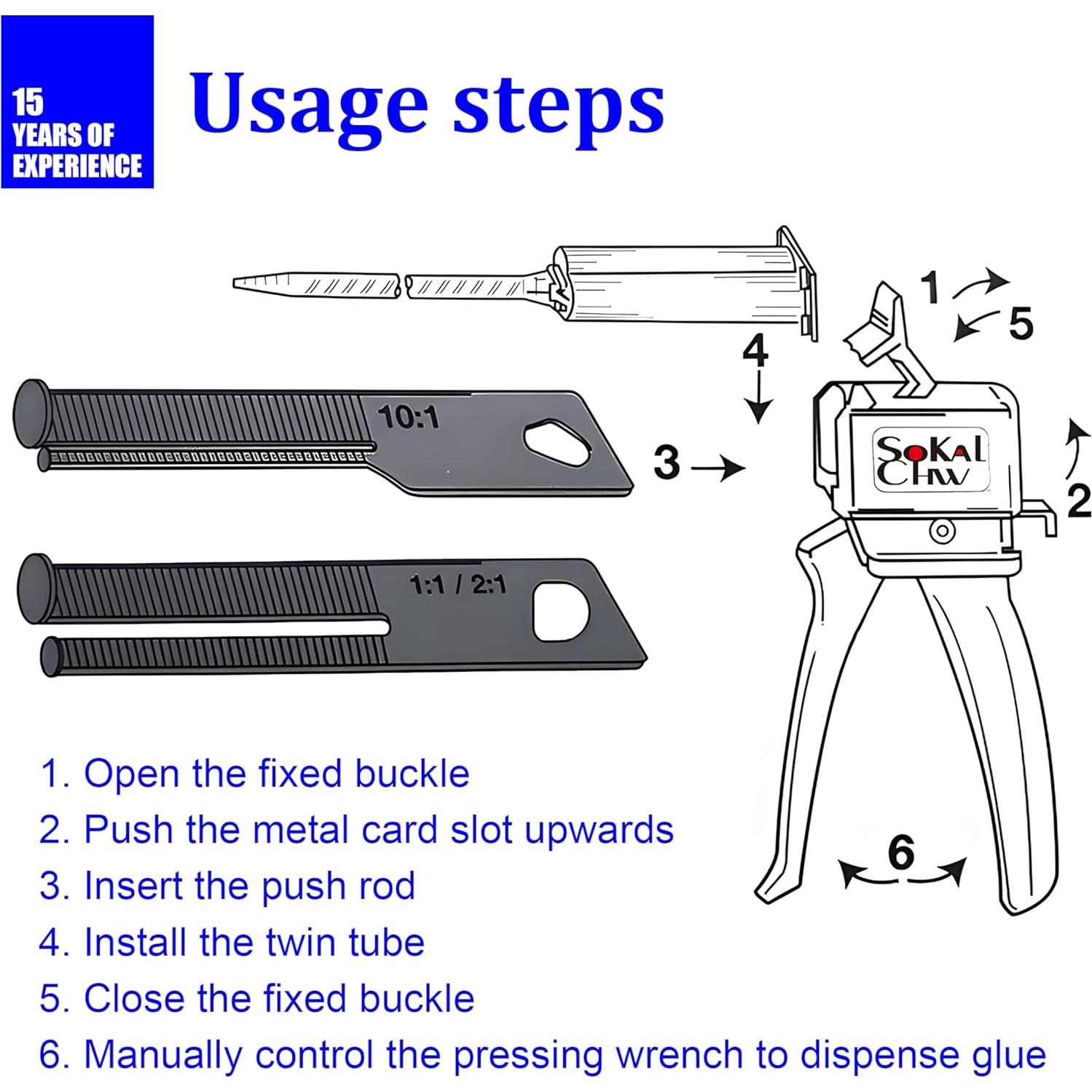 Pistola de Dispensación AB SoKalChw 50ml 1:1/2:1 con Boquillas