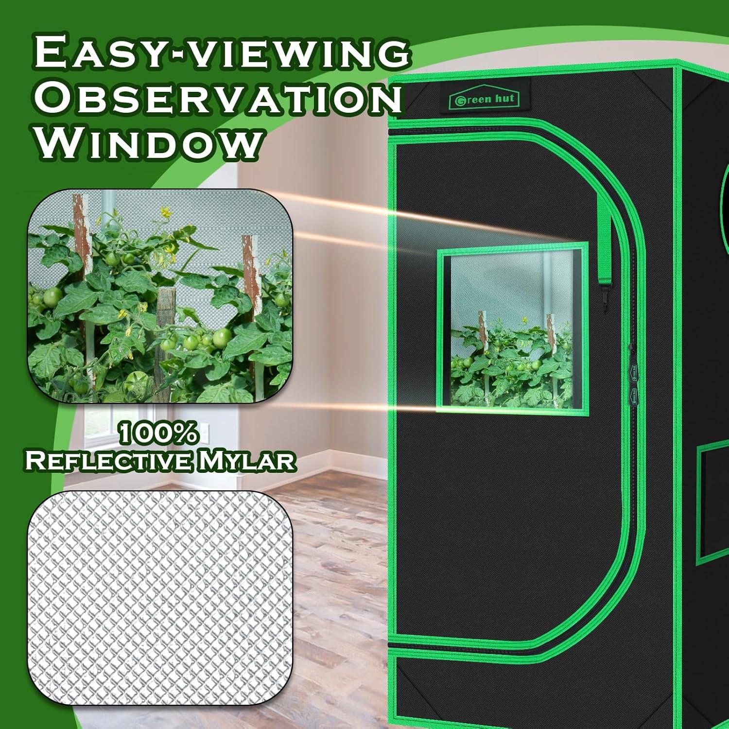 Carpa de Cultivo Interior Green Hut 60x60x120 cm 600D Mylar