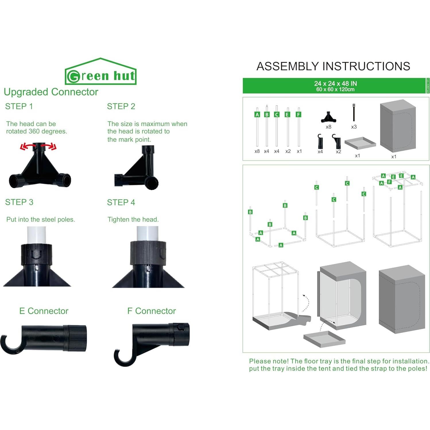 Carpa de Cultivo Interior Green Hut 60x60x120 cm 600D Mylar