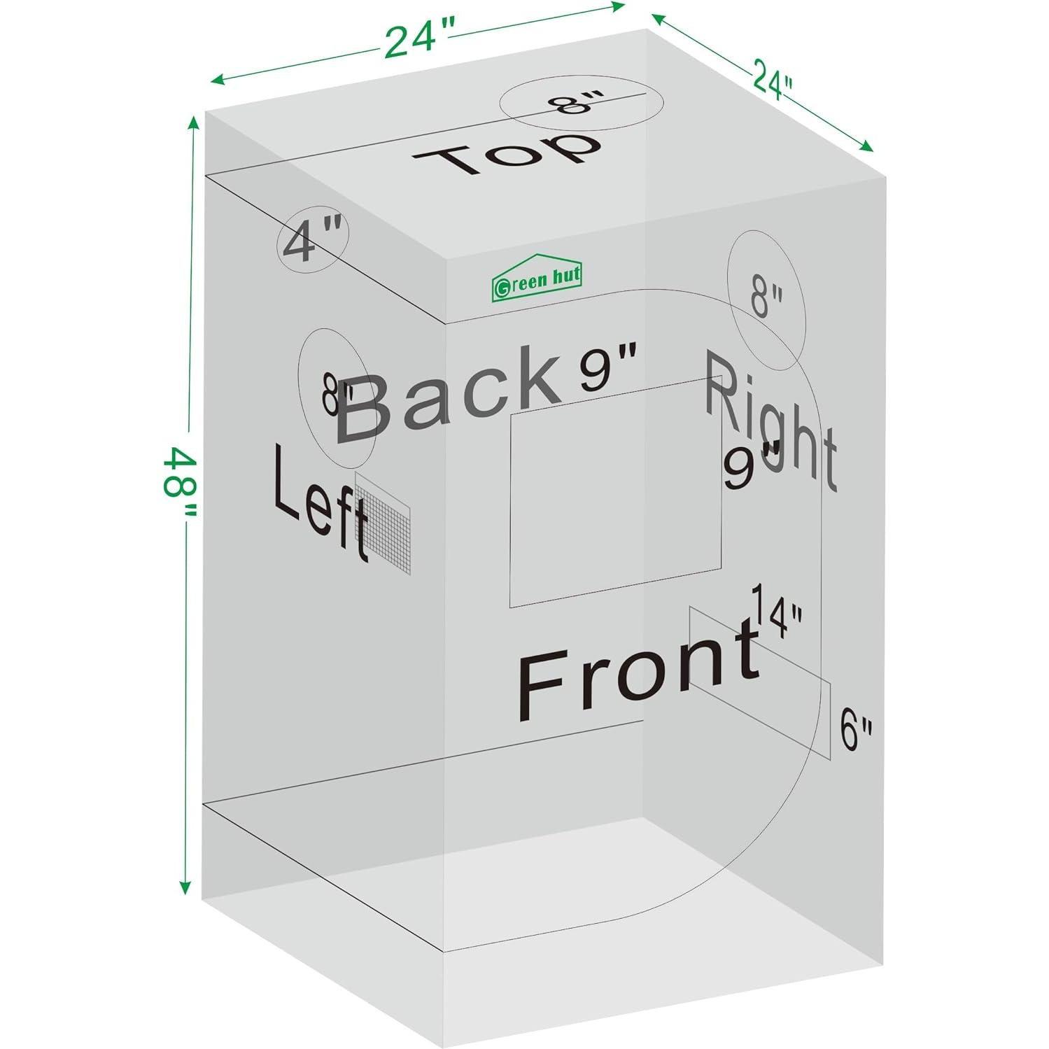 Carpa de Cultivo Interior Green Hut 60x60x120 cm 600D Mylar